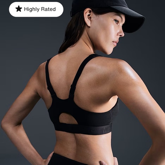 Nike Sports Bra Large Black Dri-fit Indy Activewear Minimalist Loungewear - Picture 2 of 8